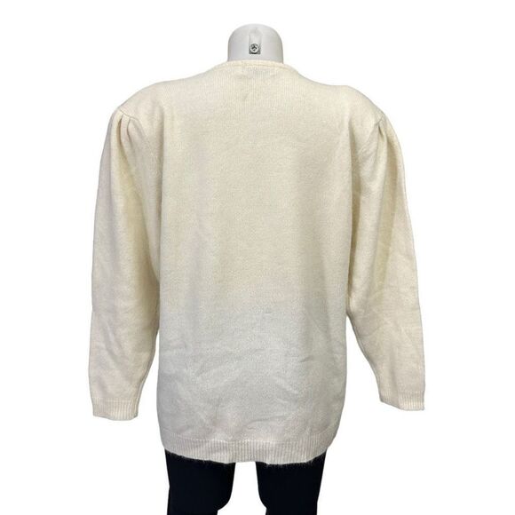 TED LAPIDUS Angora Lambswool Knit Patchwork Vintage‎ Sweater Puff Sleeves sz M - Picture 5 of 11